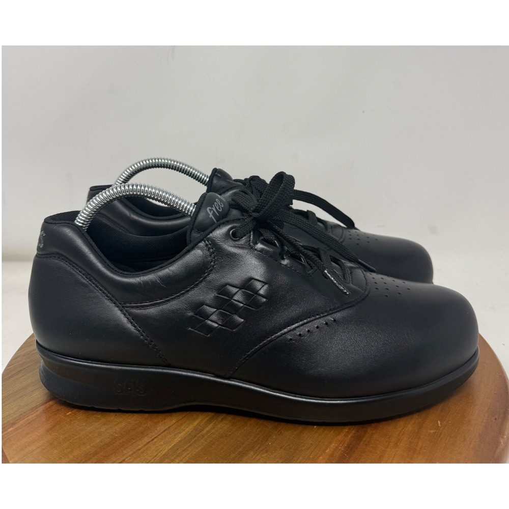 SAS Free Time Mens 10 M Black Leather Walking Shoes Comfort Sneakers Made in USA